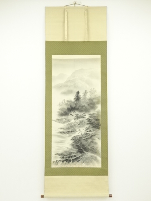 JAPANESE HANGING SCROLL / HAND PAINTED / LANDSCAPE 